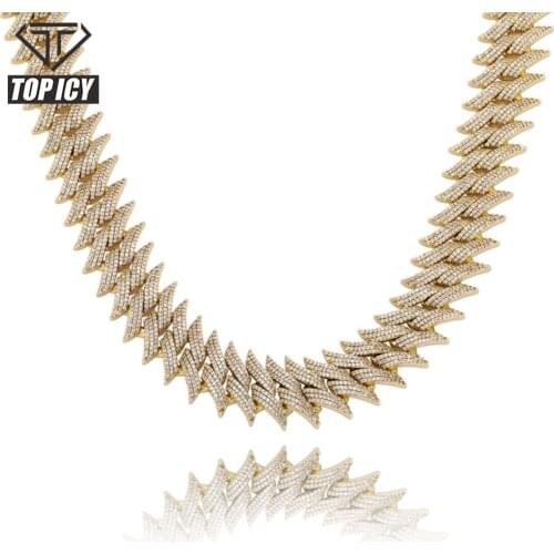 20mm big size large man prong CZ AAA stone Miami Cuban Chain box clasp iced out bling bling linked Thistles thorns Cuban Chain