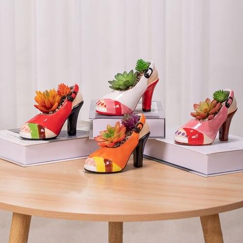 Multifunctional High Heels Shape Home Flower Pot Decorative Ceramic Ashtray Ornament Modern Creative Home Office Decor