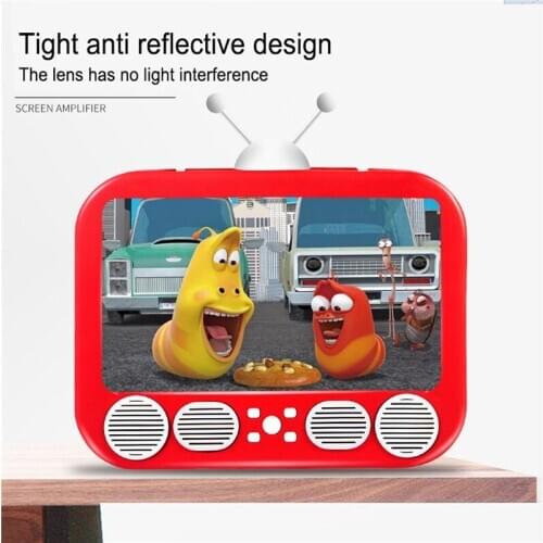 Mobile Phone Screen Magnifier Cartoon 12 Inch Retro Creative TV Anti-reflective with Night Light HD Viewing Bracket