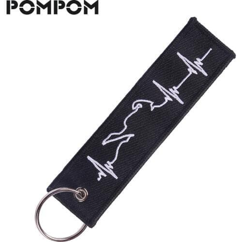 Biker Heartbeat Keychain Motorcycles and Cars Fashionable Chain Keychain for Biker Lovers Embroidery Key Fobs Fashion Jewelry