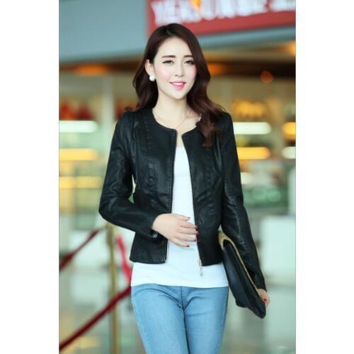 New 2020 fashion leather jacket women red spring and autumn short coat women jacket ladies leather slim black