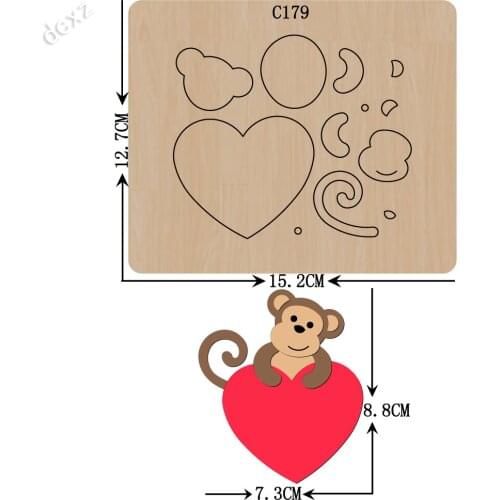 New Love, heart, monkey, pendant Wooden die Scrapbooking C-179 Cutting Dies Compatible with most die cutting machines