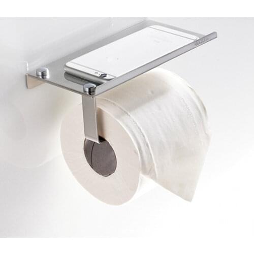Bathroom organizer Chrome Hook Hanger For Toilet Paper Roll Phone Holder With Fixing Screws wall shelf rangement cuisine