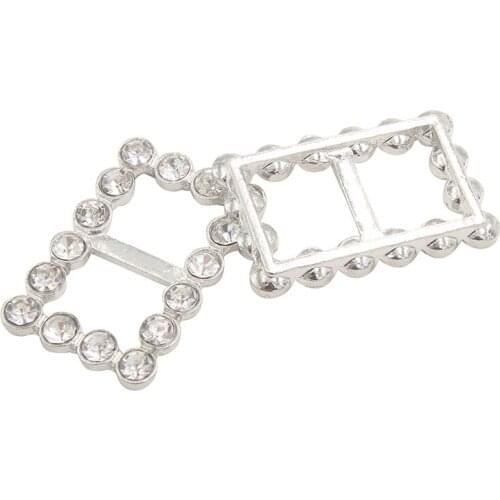 28x18mm Rhinestone Metal Crystal Buckles For Webbing Ribbon Slider Decoration Hair Buckles Home Decoration Accessories 5pieces