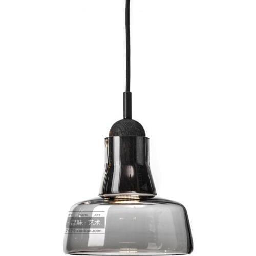C-D6.7" x H5.9" Modern High Power LED Porch Pendant Lights Smoke Grey Glass Lampshade Creative Bar Counter Ceiling Pendant Lamp
