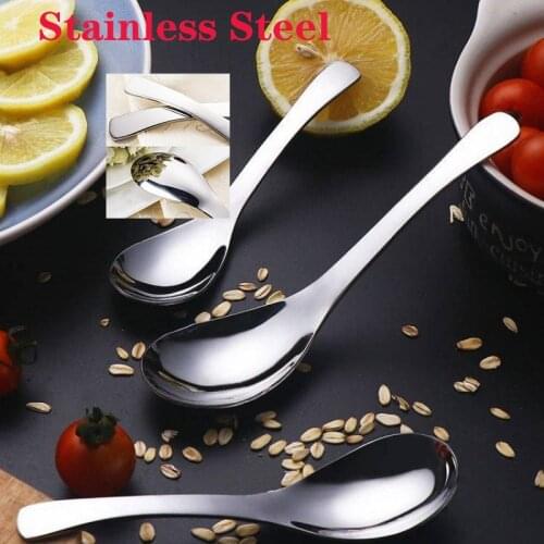 Chinese Soup Spoon Stainless Steel Rice Soup Spoon Tableware Large Capacity Silver Mirror Polished Flatware Home Restaurant