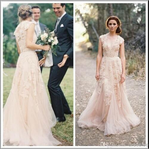 Casamento cap sleeve bridal gown bride vestido de noiva 2018 sexy v-neck romantic champagne long mother of the bride dresses