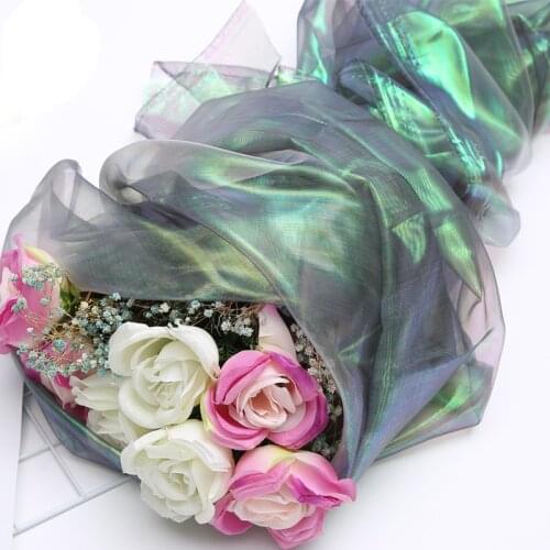 1.5x2m Rainbow Shinn Yarn New Flower Wrapping Material Weeding Decoration Supply Gift Packing Crystal Tissue Yarn Party Supply