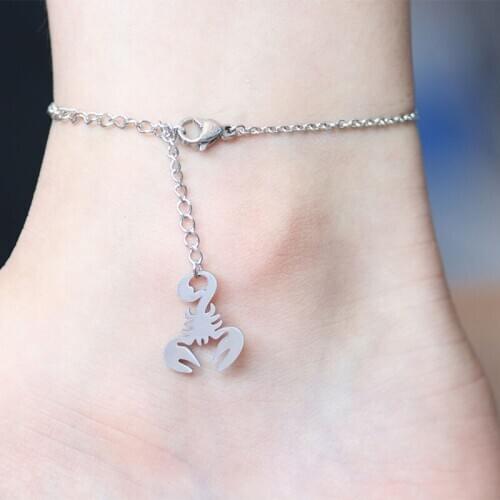 1 Pc New Scorpion Stainless Steel Custom Anklet Female Anklets Bracelets Foot Bracelet Fashion Women Beach Jewelry Accessories