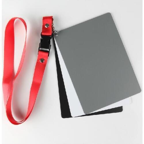 10pcs/lot 3 in 1 Large Size Digital Camera 18% White Black Grey Balance Cards with Neck Strap for Digital Photography