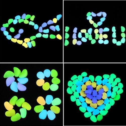 100pcs/lot Garden supplies Stone Glow in the Dark Luminous Pebbles Rocks for Walkways Fish Tank Decorations