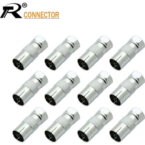 12pcs F PAL DVB-T Male plug to TV IEC Female jack RF Coaxial Adapter Connector Test Converter