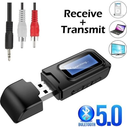 2 in 1 Wireless Bluetooth-compatible Adapter 5.0 Transmitter Receiver Music Speakers 3.5mm AUX Car Audio Adapter For TV Car PC