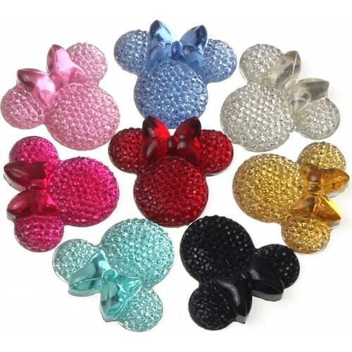 20pcs Minnie Resin Flatback Cabochon Scrapbooking Diy Phone Embellishments Craft kawaii Resin Decoration Accessories 26x28mm