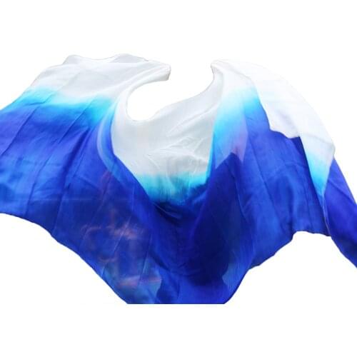 2016 design 100% real silk belly dance veil, cheap dance veils,tari perut kostum veil wholesale 250*114cm royal blue + white