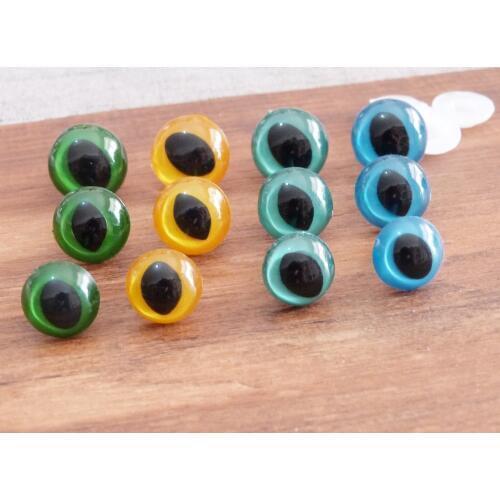 40pcs/lot new arrvial 14mm/16mm/18mm plastic safety toy cat eyes & white hard washer for diy doll-green/yellow/blue/lake blue
