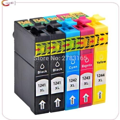 5Pack Compatible epson 124 ink cartridge T1241 T1242 T1243 T1244 suitable for Workforce 320/323/325/435 pritner