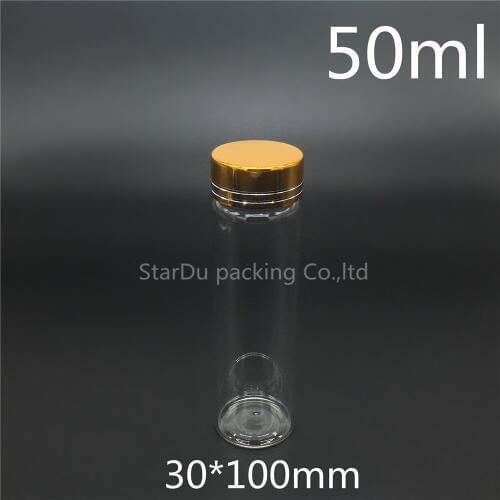 500pcs 30*100mm 50ml screw neck glass bottle with gold cap for vinegar or alcohol,carft/storage candy bottles