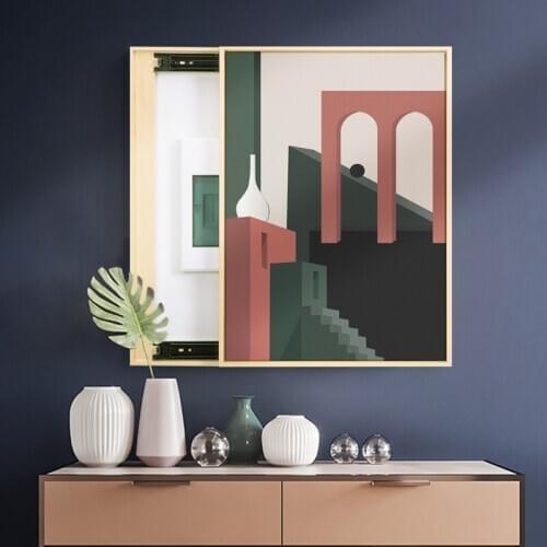 Abstract Green Graffiti Characters Woman Blue Stone Mountain Canvas Painting Wall Picture Printing Poster Living Room Decoration