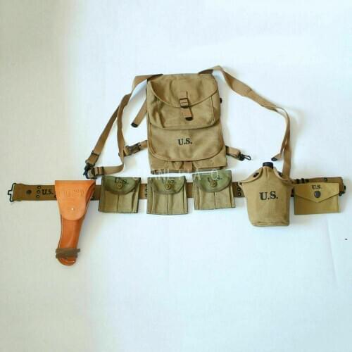 WW2 US Army Combat Gear 1911 Holster Haversack Ammo Pouch Belt Canteen Hi-Q 1943 armyshop2008