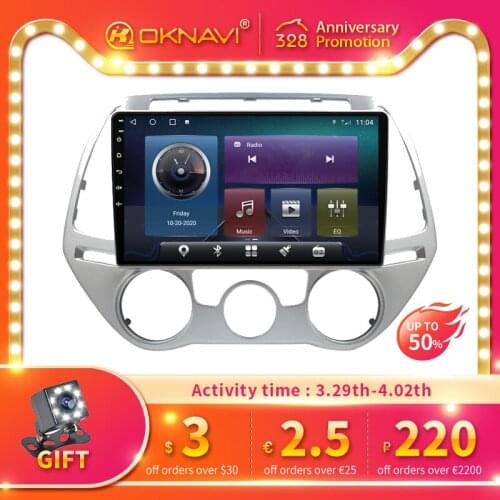 Touch Screen Android10.0 9 InchCar Stereo Multimedia Player For Hyundai I20 2010 2012 2013 2014 GPS Navigation Radio 4G WIFI RDS