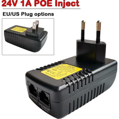 CCTV Security Surveillance PoE Power Supply 24V 1A POE Wall Plug POE Injector Ethernet Adapter IP Camera Phone US EU Plug