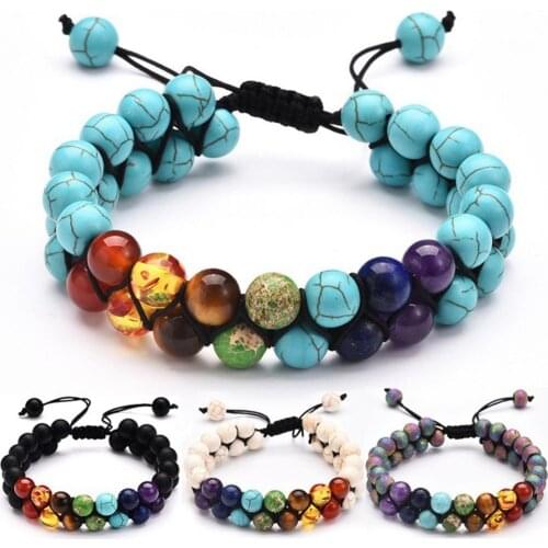 Vintage Double Braided Beads Planet Bracelet Good Workmanship Adjustable Milky Way Universe Stone Frosted Bracelet for Gift