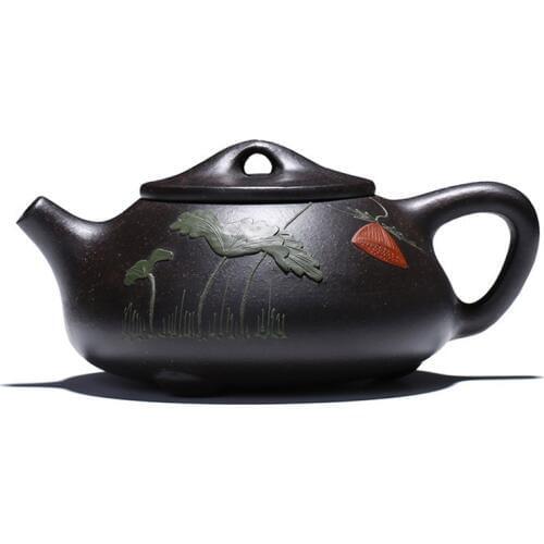 220ML Yixing teapot zisha tea pot chinese kung fu handpainted lotus shipiao kettle with gift box suit Oolong puer