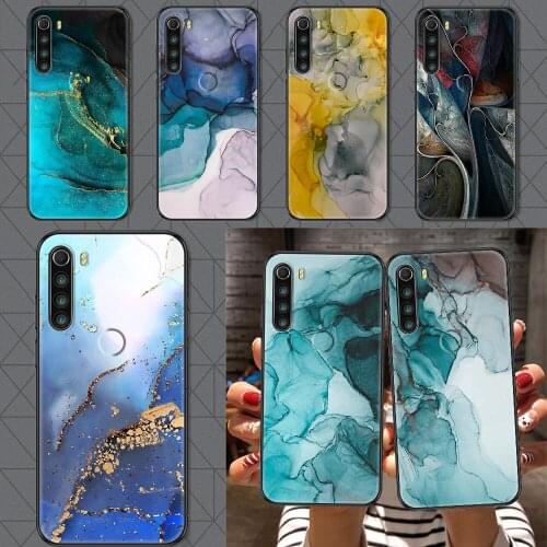 Marble Phone case For Xiaomi Redmi Note 7 7A 8 8T 9 9A 9S 10 K30 Pro Ultra black luxury cover 3D coque soft bumper fashion