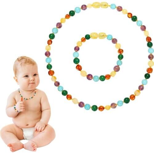BLUELANS Kids Colorful Natural Stone Beaded Bracelet Necklace Handmade Jewelry Gift 2020