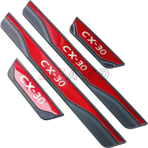 For Mazda CX-30 CX30 Accessories 2021 2020 2019 Stainless Carbon Car Door Sill Kick Scuff Plate Protector Trim Cover Pedal Guard