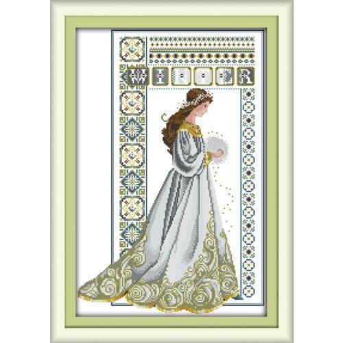 Winter Angel Painting Counted DIY Handmade DMC Printed Canvas Cross Stitch Kits 14CT Embroidery Sets Threads Crafts Home Decor