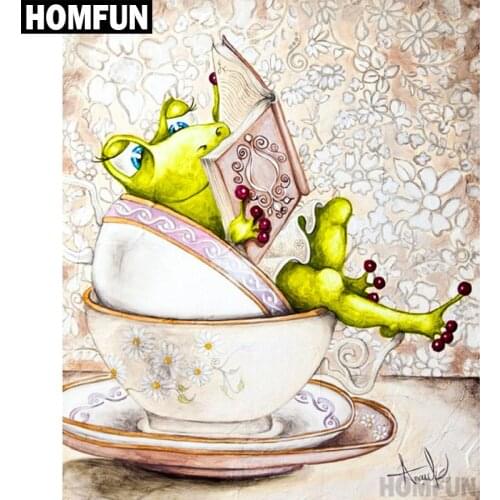 HOMFUN Full Square/Round Drill 5D DIY Diamond Painting "Frog cup" 3D Embroidery Cross Stitch 5D Home Decor Gift A00623