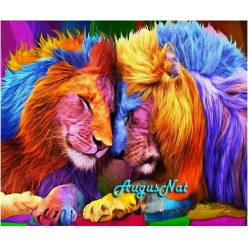 Lions diamond painting cross stitch full round animals wall art couple diy diamond dotz diamond paint on canvas crystal drawing
