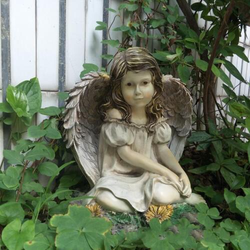 Catholic Christian Characters Decorative Angel Statue Painted Decorative Resin Crafts Home Garden Fairy Decoration Holiday Gift