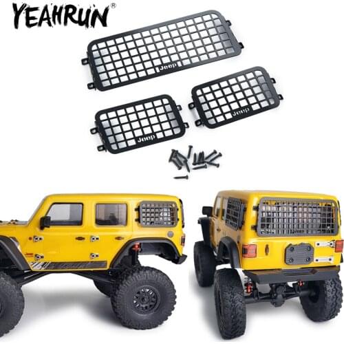 YEAHRUN Metal Stereoscopic Window Mesh Protective Net for Axial SCX24 AXI00002 Jeep 1/24 RC Crawler Car Decorations Accessories
