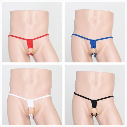 Mens Erotic Sexy Lingerie Sissy Panties With O-ring Male Gay Briefs Bikini Thong with Beads Seductive Flirty Underwear for Sex