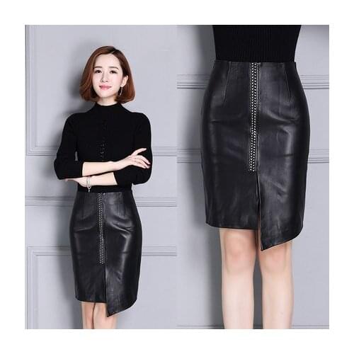 Top brand high-waist Wrap New Hip Leather Skirt K24 high quality