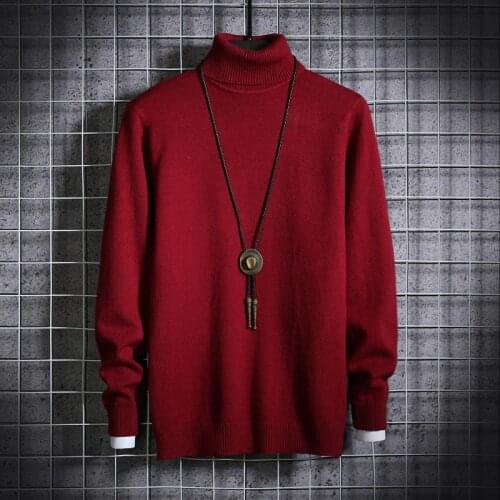 2021 mens new high neck pullover sweater men Korean knit sweater