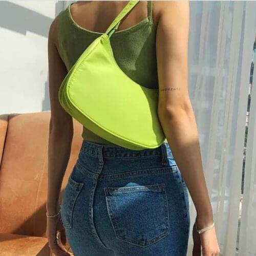 2021 New Candy Color Womens Hobos Shoulder Bag Retro Design Ladies Small Purse Handbags Fashion Hot Girls Nylon Underarm Bags