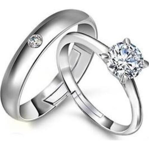 New arrival high quality shiny cubic zirconia lovers`rings 925 sterling silver adjustable finger ring jewelry gift drop shipping