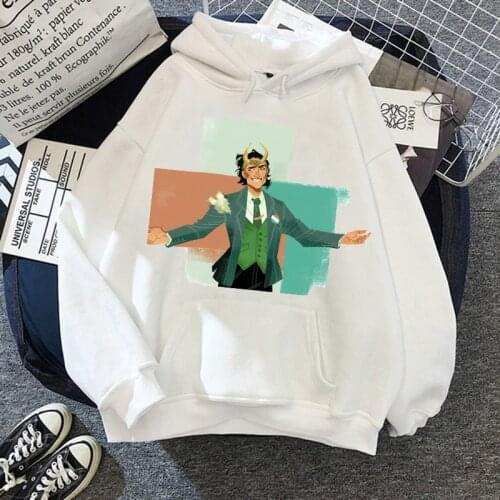 New Hoodies Loki Kawaii Clothes Marvel God of Evil Cartoon Harajuku Women Hoodie Autumn Winter Plus Velvet Fashion Femme Sweater