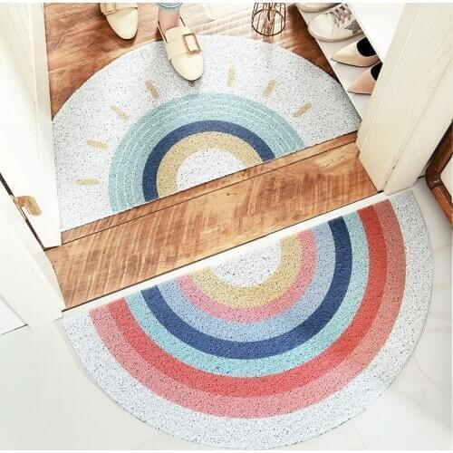 New Creative semi-circular area rug Anti Slip Door Mat Rainbow Sun Printing Floor Mats Bedroom Carpet Rugs Entrance Doormat