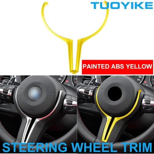 Painted Yellow ABS Car Steering Wheel Trim Cover Sticker Color-Coated For BMW M2 F87 M3 F80 M4 F83 F10 M5 F06 F12 F13 M6 2014-18