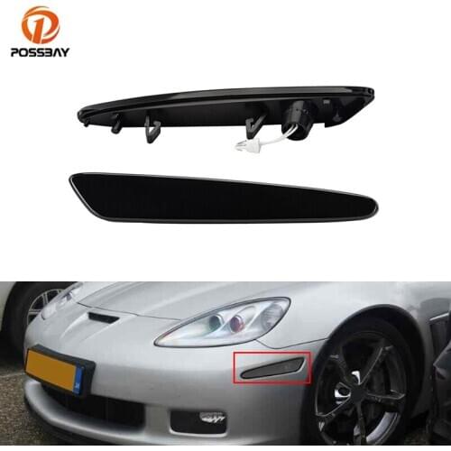 POSSBAY 1Pair LED Side Marker Light for Chevy Corvette 2005-2013 GM2551196 GM2550196 12V Amber Tail Light Car LightsvAccessories