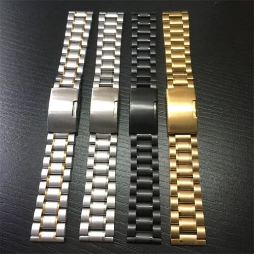 Stainless Steel Watch Band Strap 14mm 16mm 18mm 19mm 20mm 21mm 22mm 24mm 26mm Polished silver Watchband Replacement Bracelet
