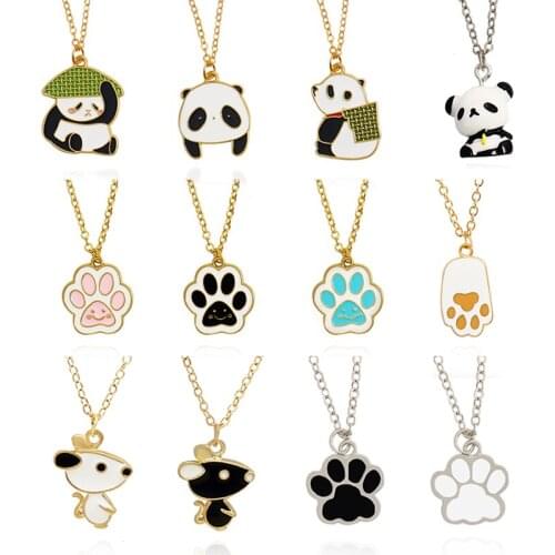 Cute animal Claw Pendant Necklace Cartoon panda dog cats claws Fashion fun Necklace Gifts for friends