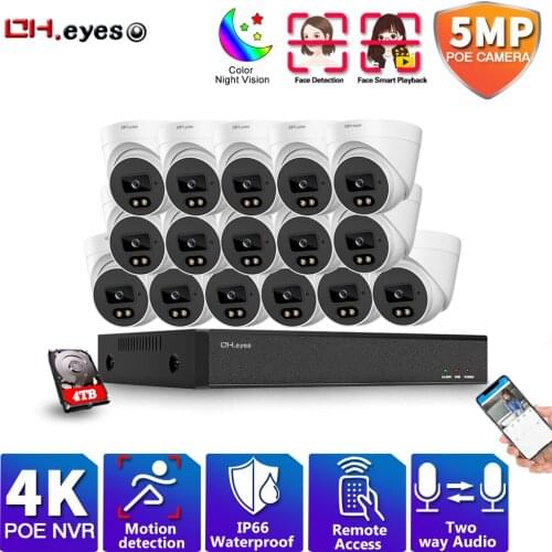 8MP POE NVR 16CH CCTV System Two Way Audio Security Camera System 8/16x 5.0MP Outdoor Waterproof Video Surveillance Camera Kit