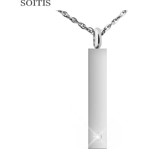 SOITIS With Me Always Stainless Steel Customize Carving Cuboid Vial Birthstone Crystal Ashes Fillabled Pendant urn Necklace