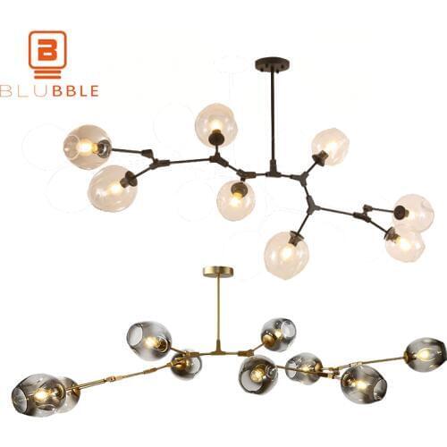 BLUBBLE 3/5/6/7/8/9 LED Heads Ball Glass Chandelier Modern Molecular Bubble Ball Art Deco Bedroom Droplight